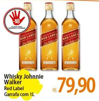 Atacadão Whisky Johnnie Walker Red Label Garrafa com 1L oferta