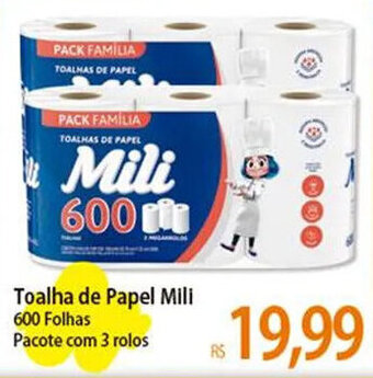 Atacadão Toalha de Papel Mili 600 Folhas Pacote com 3 rolos oferta