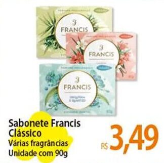 Sabonete Francis Clássico Várias fragrâncias Unidade com 90g