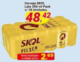 Cerveja SKOL Lata 350 ml Pack c/ 18 Unidades