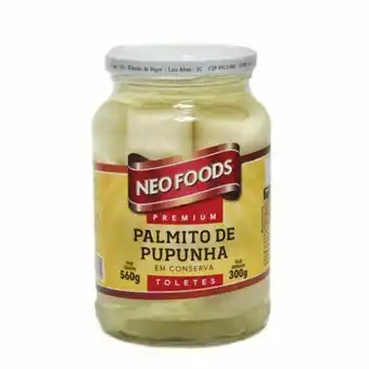 Palmito pupunha neofoods toletes vidro 300g