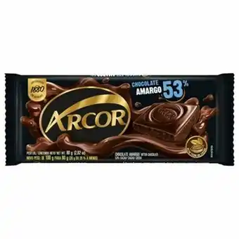 Chocolate barra arcor amargo 53% cacau 80g