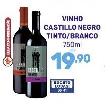 Supermercados Jau Serve VINHO CASTILLO NEGRO TINTO/BRANCO 750ml oferta
