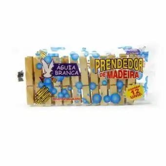 Prendedor madeira águia branca grande c/ 12und