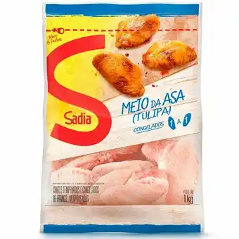 Mambo Meio da asa tulipa de frango congelado sadia 1kg oferta