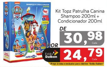 Kit Topz Patrulha Canina Shampoo 200ml + Condicionador 200ml