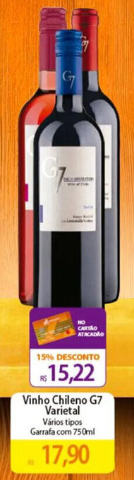 Atacadão Vinho Chileno G7 Varietal Vários tipos Garrafa com 750ml oferta