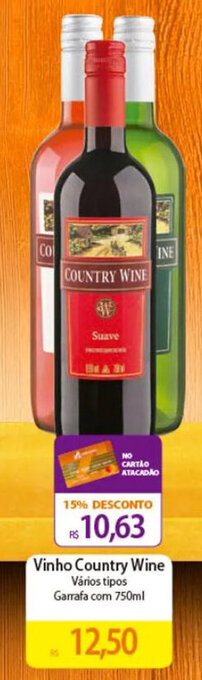 Atacadão Vinho Country Wine Vários tipos Garrafa com 750ml oferta