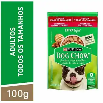 Mambo Ração de mix de frango e carne adulto dog chow sachê 100g oferta