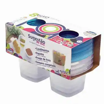 Conjunto com 8 potes pop quadrado plasútil