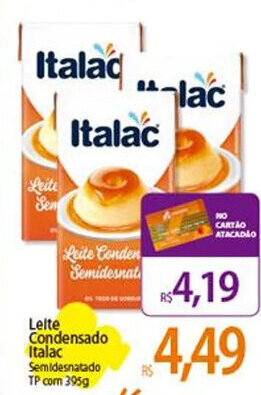 Atacadão Leite Condensado Italac Semidesnatado TP com 395g oferta