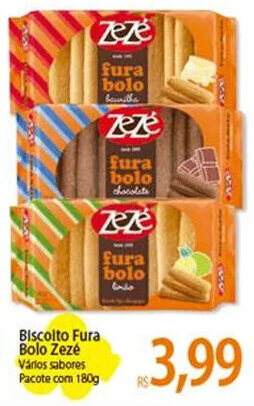 Atacadão Biscolto Fura Bolo Zezé Varlos sabores Pacote com 180g oferta