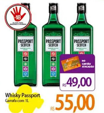 Atacadão Whisky Passport Garrafa com IL oferta