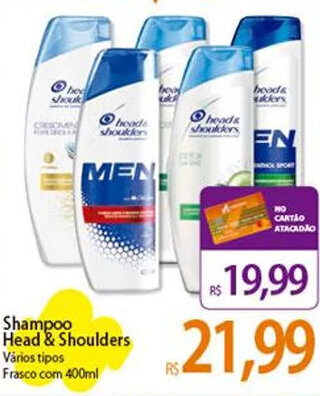 Atacadão Shampoo Head & Shoulders Vários tipos Frasco com 400ml oferta