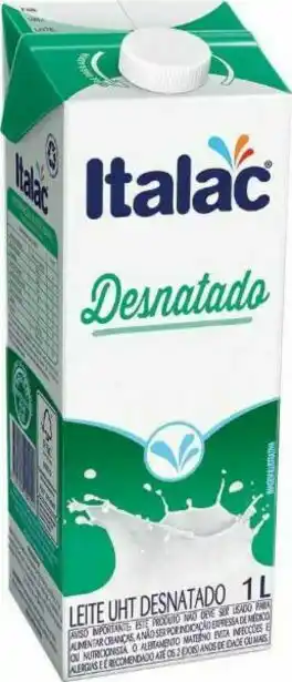 Leite l vida 1l desnatado italac com tampa