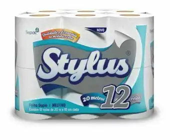 Papel higiênico stylus folha dupla 12 rolos 20m