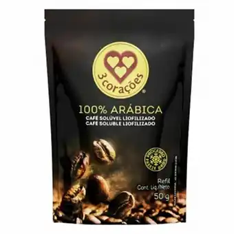Unicompra Cafe 3 coracoes soluvel arabica refil 50g oferta