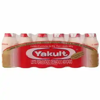 Leite fermentado desnatado adoçado yakult pote 80g 6un