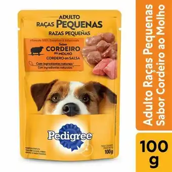 Ração úmida pedigree sachê cordeiro ao molho para cães adultos de raças pequenas 100g