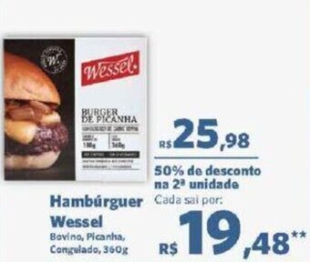 Sam's Club Hambúrguer Wessel Bovino, Picanha, Congelado, 360g oferta
