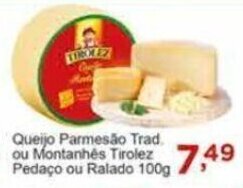 Rossi Supermercado Queijo Parmesão Trad. ou Montanhés Tirolez Pedaço ou Ralado 100g oferta