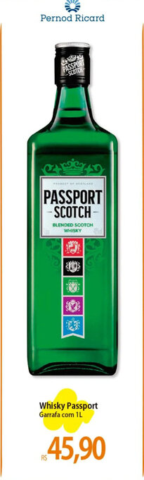 Atacadão Whisky Passport Garrafa com 1L oferta