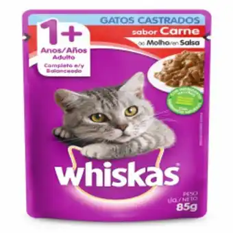 Cidade Supermercados Ração p/ gato whiskas sc 85g castrad carne oferta