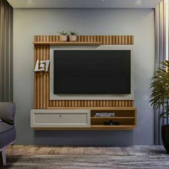 Painel home tocantins para tv's até 55" - larg.: 1,60m./amêndoa /titânio