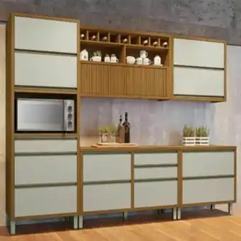 Lojas Guido Cozinha completa baronesa 5 peças 100% mdf /freijo /off white oferta