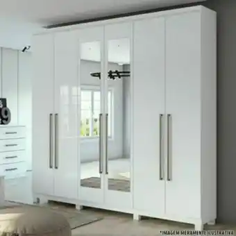 Lojas Guido Roupeiro 6 portas alonzo new2019 c/ espelho ./branco oferta