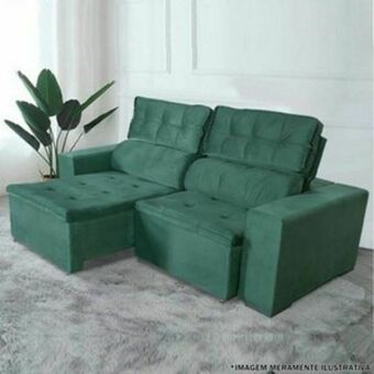 Lojas Guido Sofá 3 lugares florenza 2 assentos retrátil e reclinável 2.30m tc 60./verde oferta