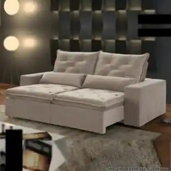 Lojas Guido Sofá 3 lugares florença retratil e reclinavel 2,30m tec 200 vel ./marrom claro oferta
