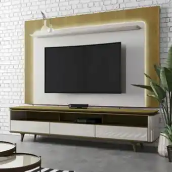 Lojas Guido Rack + painel arc com led - larg.: 180cm /off white /nature oferta
