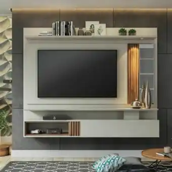 Lojas Guido Painel riviera com led - suporta tv's de até 60" - (larg.:2,00mt) ./off white/savana oferta