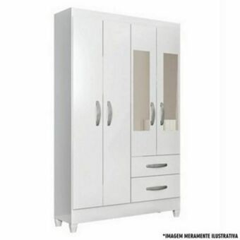 Lojas Guido Roupeiro 4 portas real c/espelho c/pés ./branco oferta