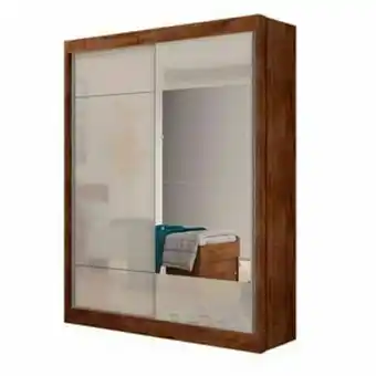 Lojas Guido Roupeiro 2 portas falco (100% mdf) c/espelho e pés ./canela/off white oferta