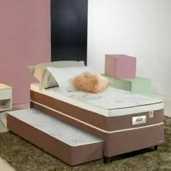 Conjunto box+colchão solteiro gazin maisa 88x188 - cama auxiliar - molas bonnel (138171)./coral