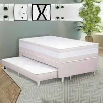 Conjunto box solteiro c/ cama auxiliar palace /bege/branco