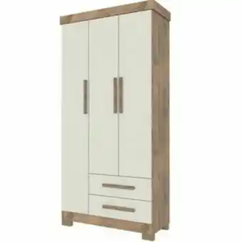 Roupeiro 3 portas lazio 2 gavetas (94,4cm) com pés ./nogueira/off white