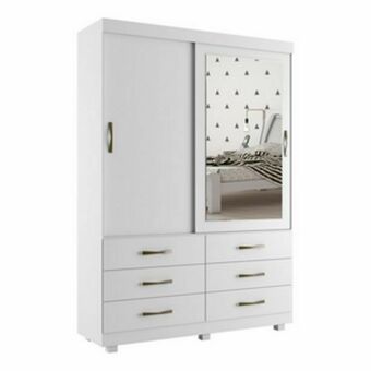 Lojas Guido Roupeiro 2 portas turim 1,42m 6 gavetas com espelhos e pés ./branco oferta