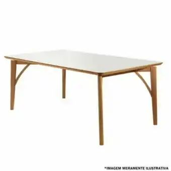 Lojas Guido Mesa nature plus madeira 1,60x0,90 com vidro sobreposto off white/cinam./cinam oferta