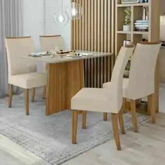 Lojas Guido Mesa com 4 cadeiras celebrare - atacama /rovere /off white oferta