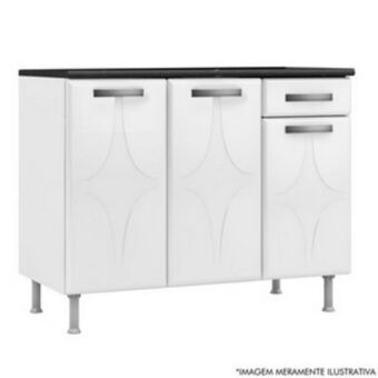 Lojas Guido Balcão de aço rubi 3 portas e 1 gaveta ./branco oferta