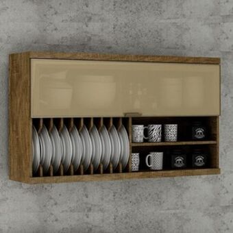 Lojas Guido Armário tarantela 1 porta basculhante com vidro nicho porta pratos 1,20m /ype /off white oferta