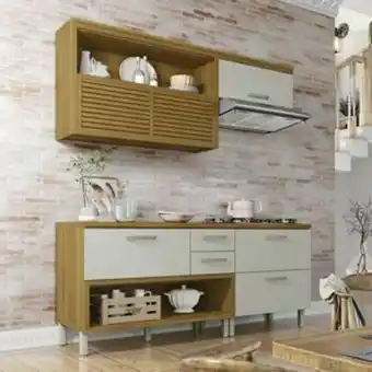 Lojas Guido Kit armário aéreo + balcões (2,00) princesa 100% mdf /freijo /off white oferta