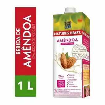 Bebida vegetal natures heart amêndoa 1l