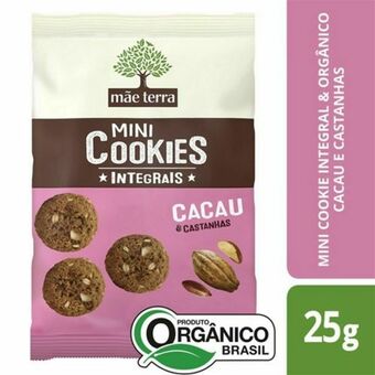 Cookie integral orgânico mãe terra cacau e castanhas 25g