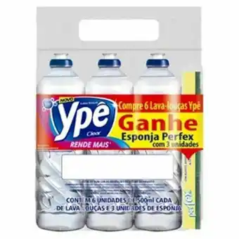 Detergente ypê clear 500ml oferta 6un grátis esponja