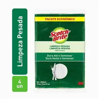 Esponja scotch-brite limpeza pesada com 4un