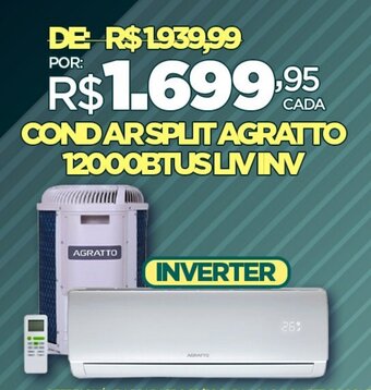 DB Supermercados COND AR SPLIT AGRATTO 12000BTUSLIIVINV oferta